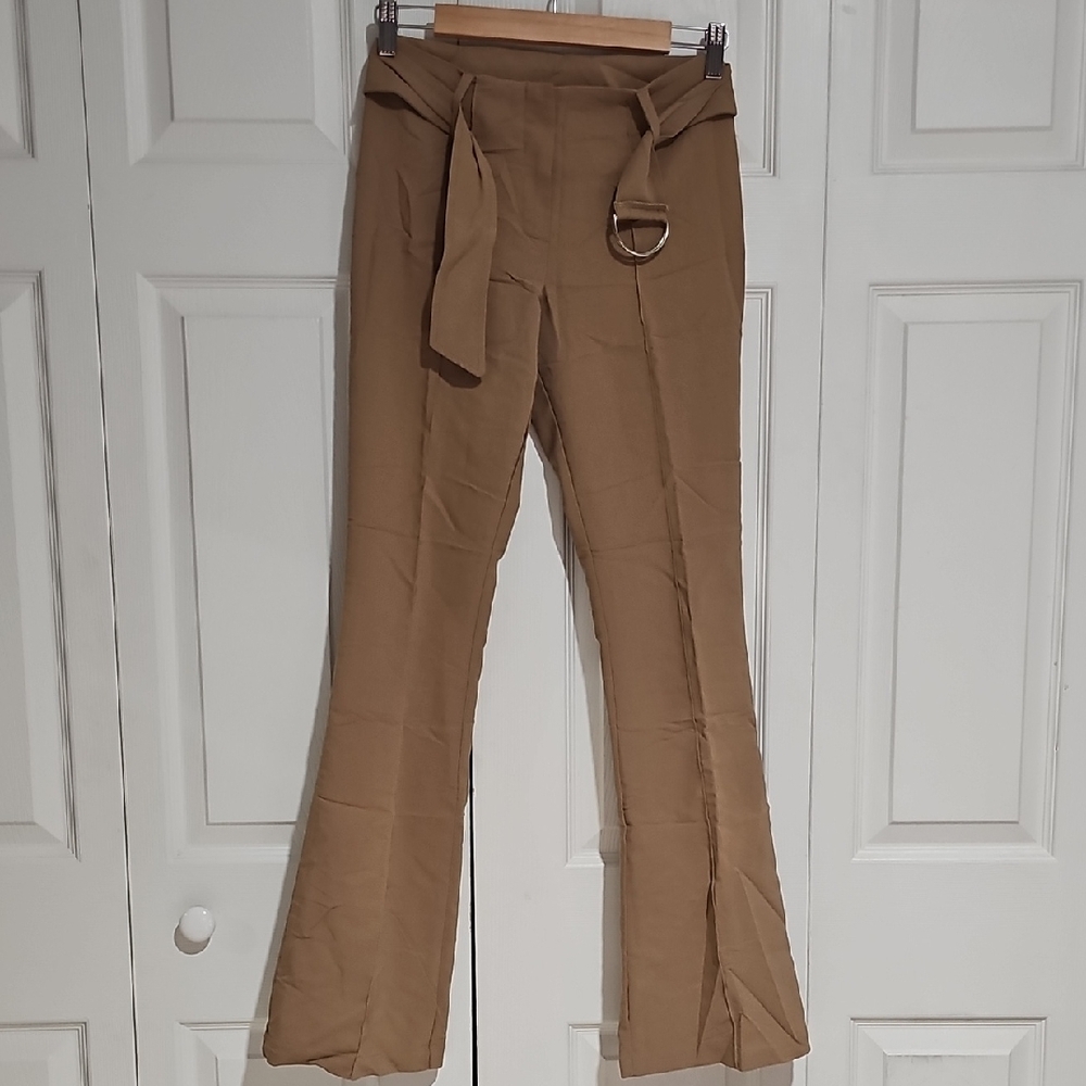 Spring Street Camel Tie-Waist Flare Pants – Size 3